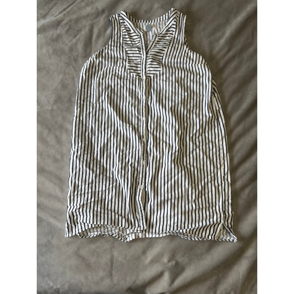 Old Navy Womens Navy White Striped Sleeveless Button Down Tunic Top Size M